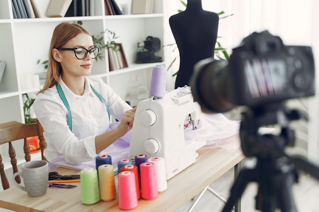 Dressmaker in front of the Camera